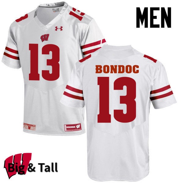 Wisconsin Badgers Men's #13 Evan Bondoc NCAA Under Armour Authentic White Big & Tall College Stitched Football Jersey BT40M32XW
